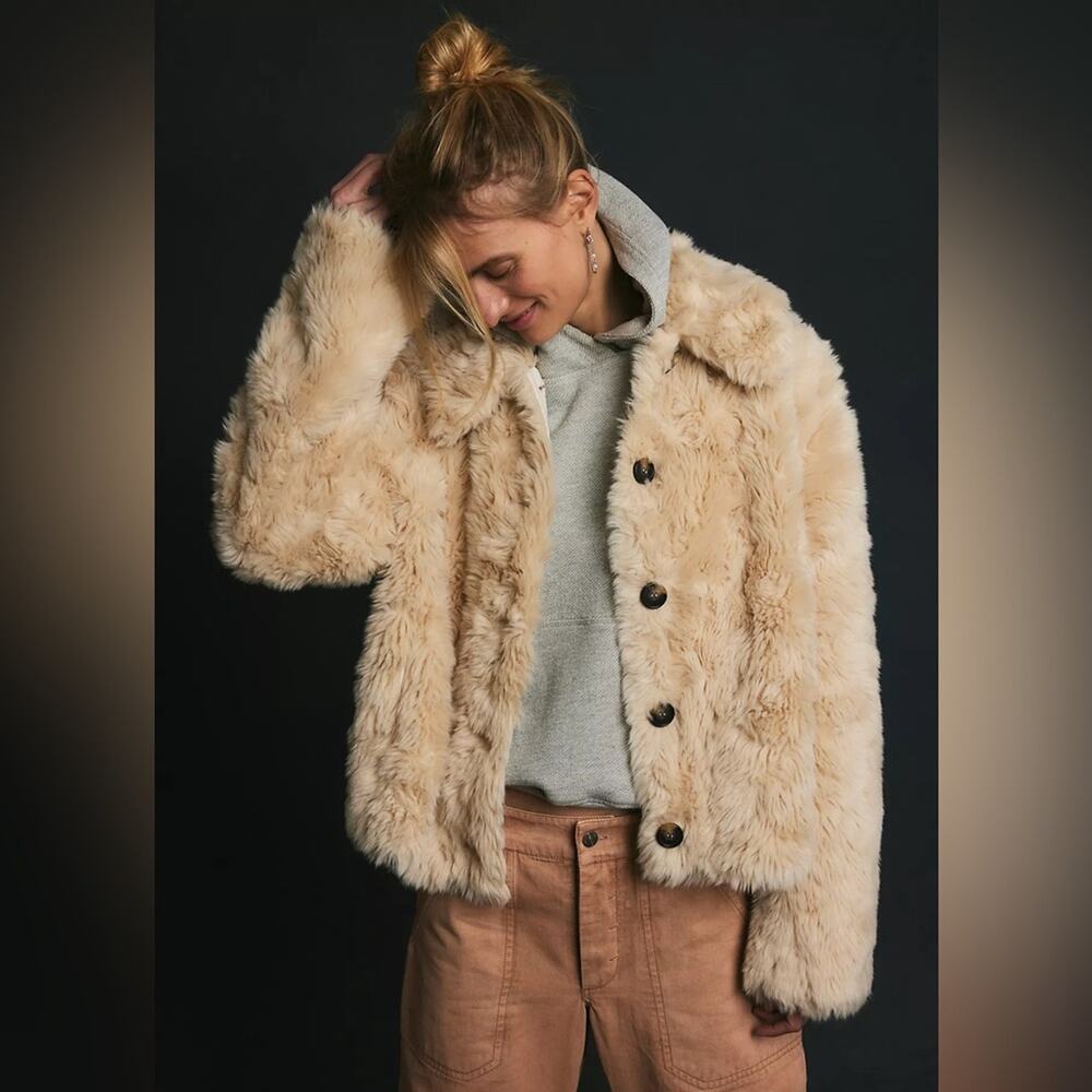 Free People Alice Throw On Faux Fur Jacket Ivory